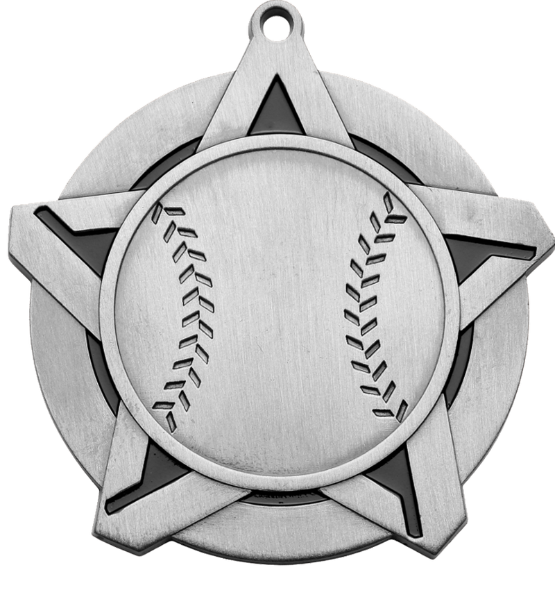 Silver Super Star Baseball Medal