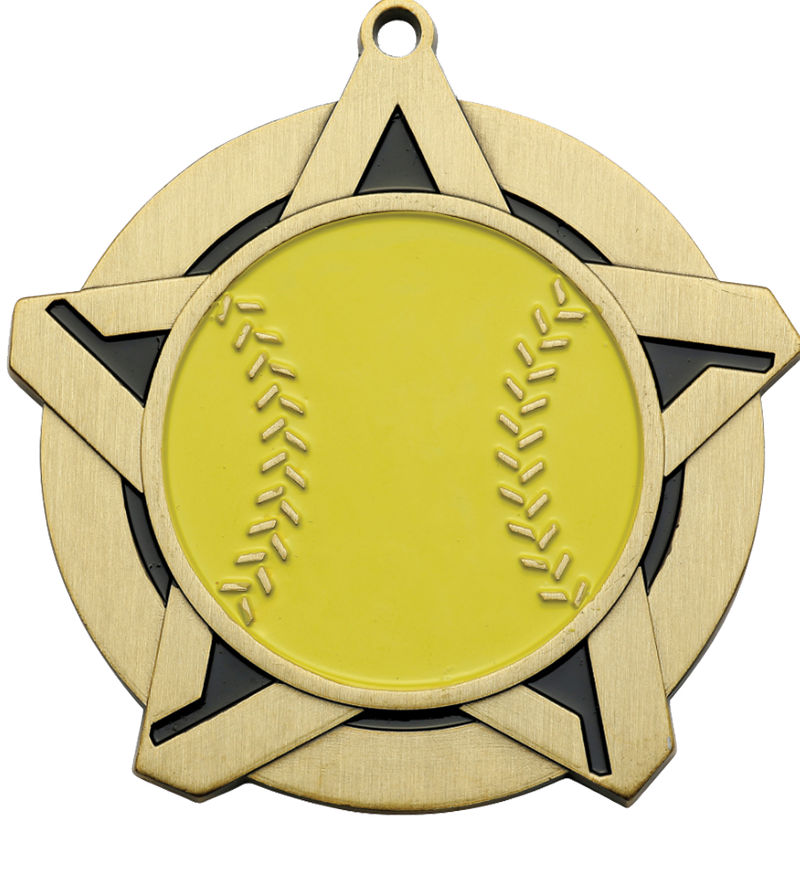 Gold Super Star Softball Medal