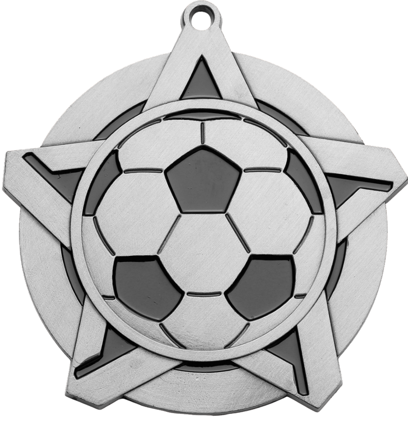 Silver Super Star Soccer Medal