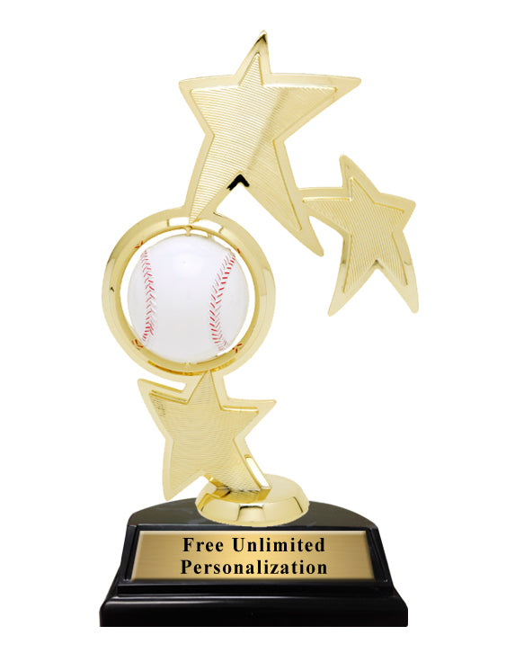 Triple Star Spin Baseball Trophy