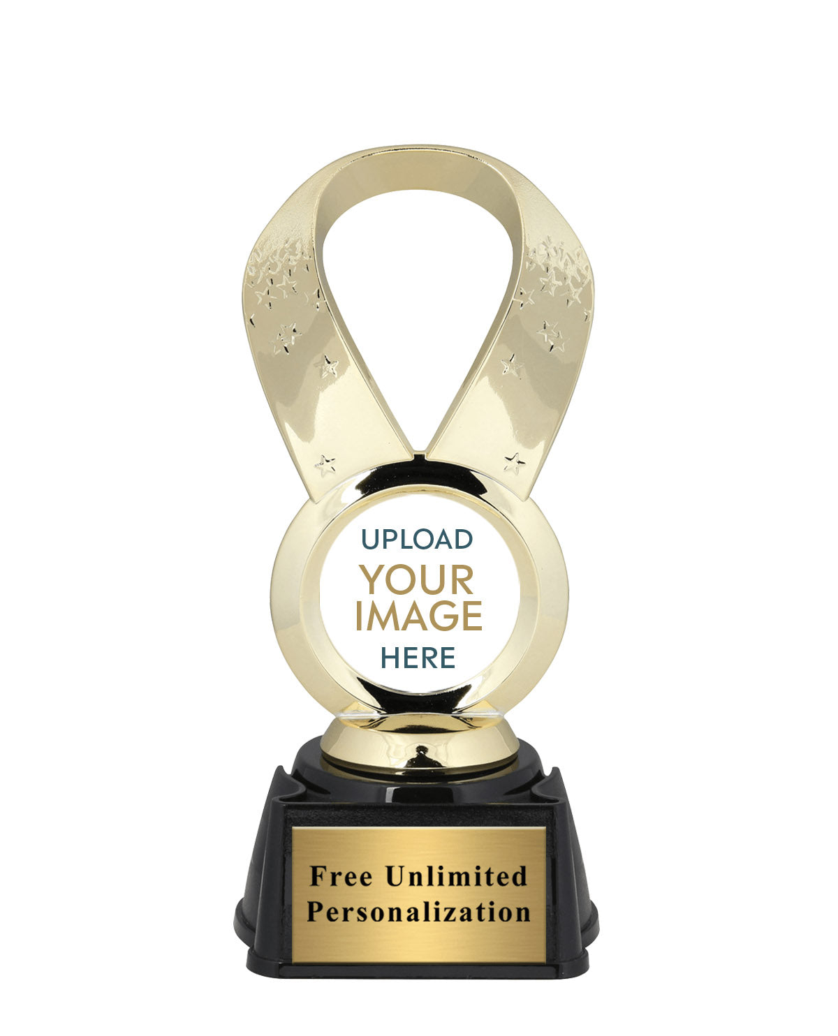 Gold Medal Ribbon Figure Custom Insert Trophy