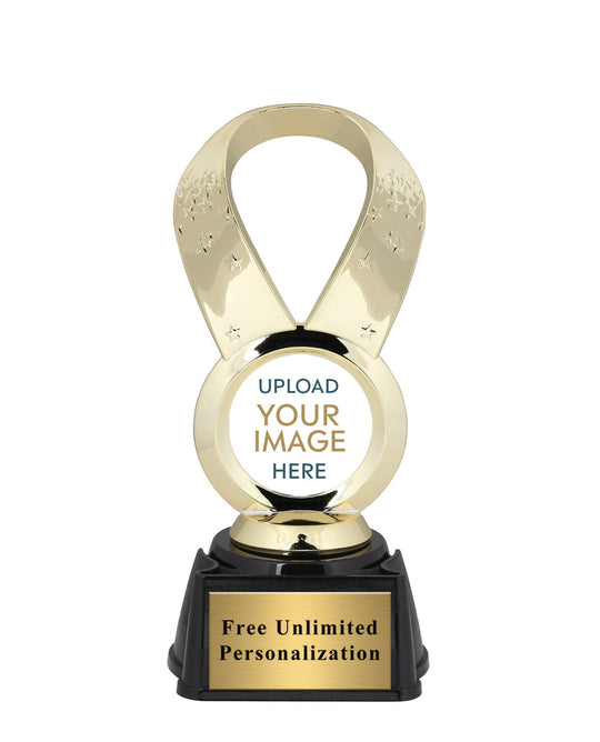 Gold Medal Ribbon Figure Custom Insert Trophy