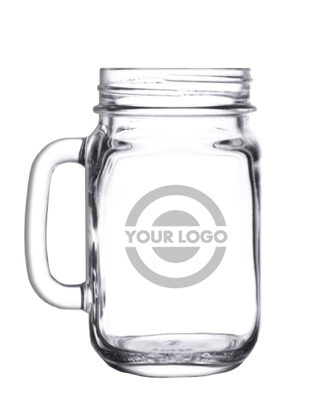 Imprinted Libbey Handle Mason Jars with Lid (16 Oz.)