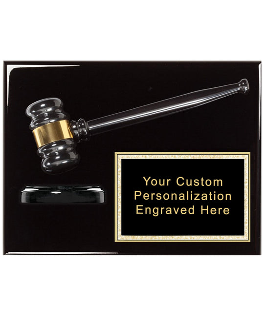 Black Piano finish Gavel Plaque