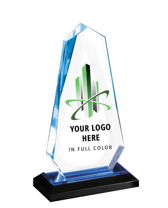 Color Printed Blue Arrowhead Impress Acrylic Award