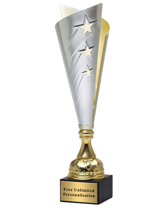 Silver And Gold Star Banner Cup Trophy