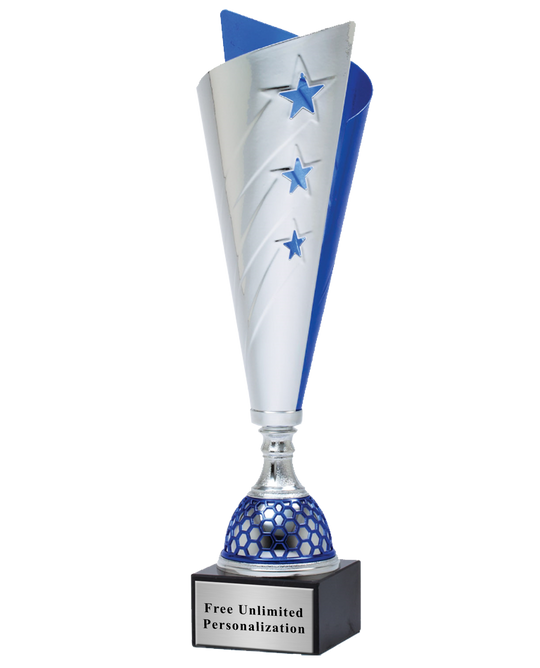Silver And Blue Star Banner Cup Trophy