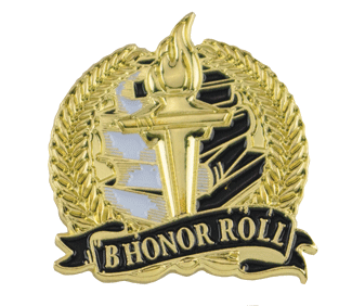 Bright Gold B Honor Roll Lapel Pin