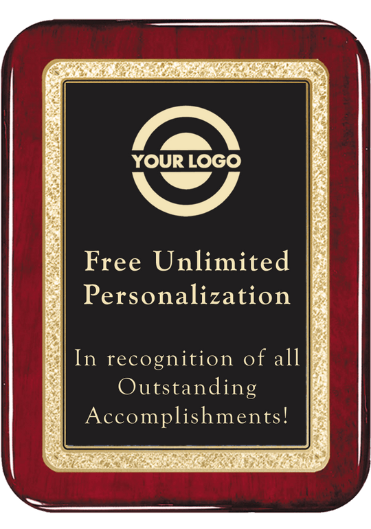 Laser Engraved Classic Marble Rosewood Rounded Plaque