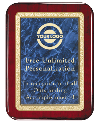 Color Printed Classic Blue Marble Rosewood Rounded Plaque