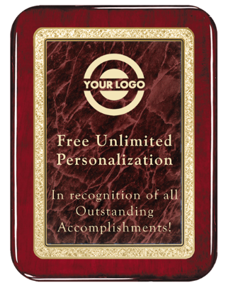 Color Printed Classic Red Marble Rosewood Rounded Plaque