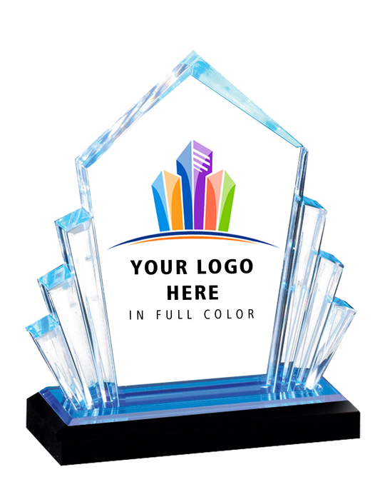 Color Printed Blue Arrow Impress Acrylic Award