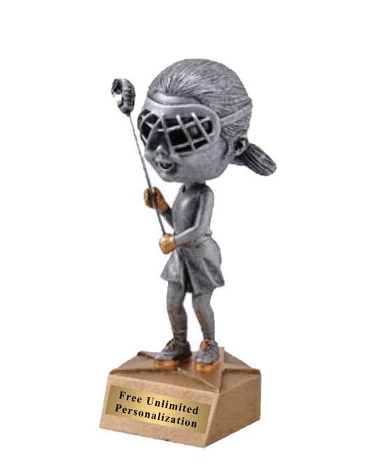 Female Bobblehead Lacrosse Trophy
