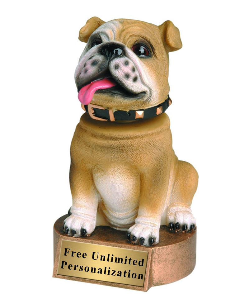 Brown Bulldog Bobblehead Mascot Trophy