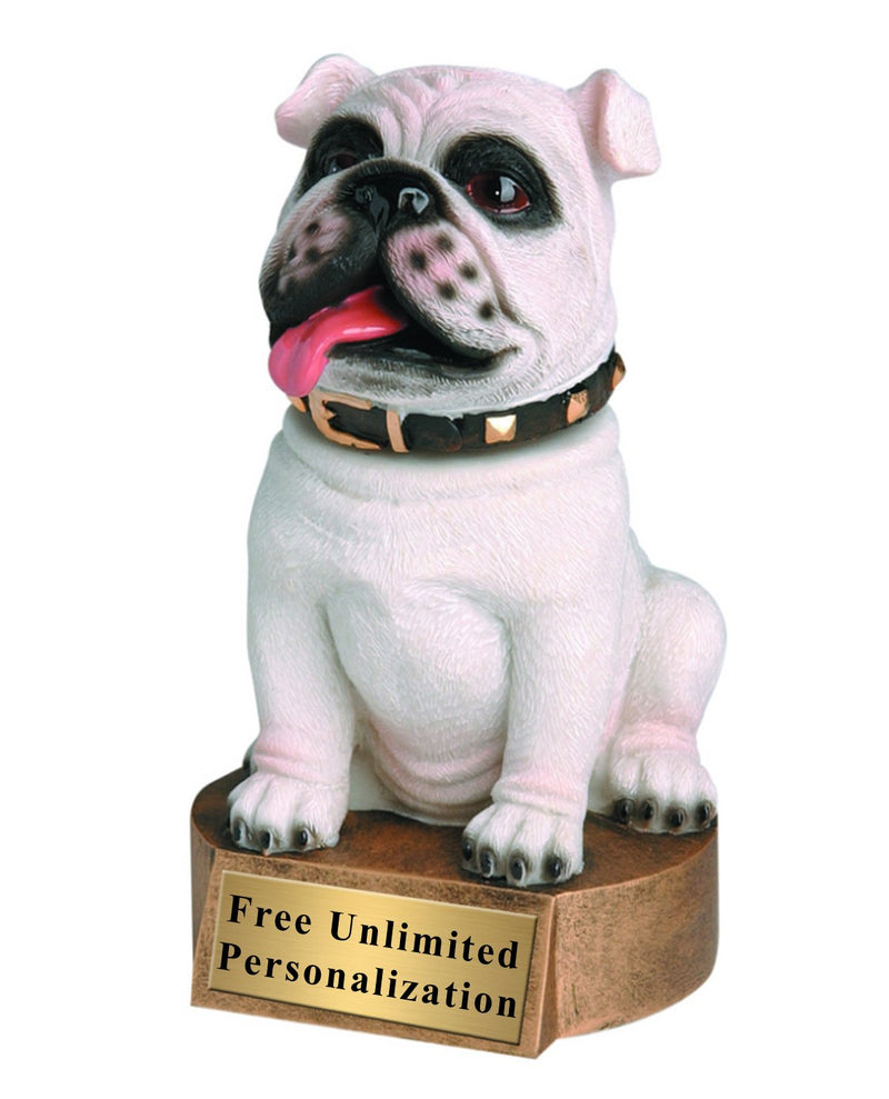 White Bulldog Bobblehead Mascot Trophy