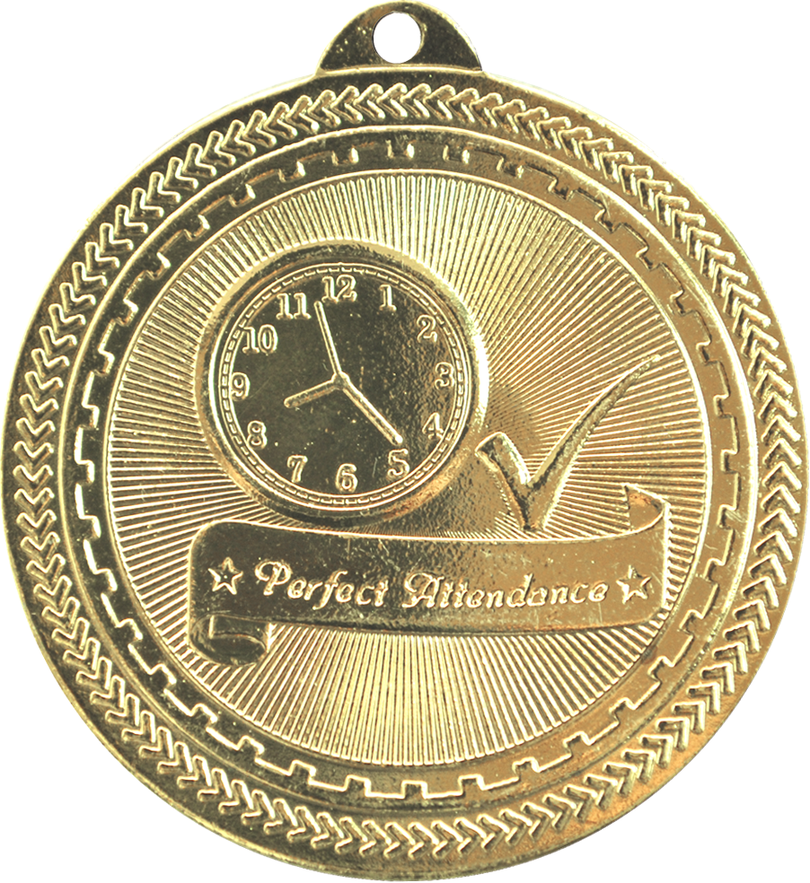 Gold BriteLazer Perfect Attendance Medal