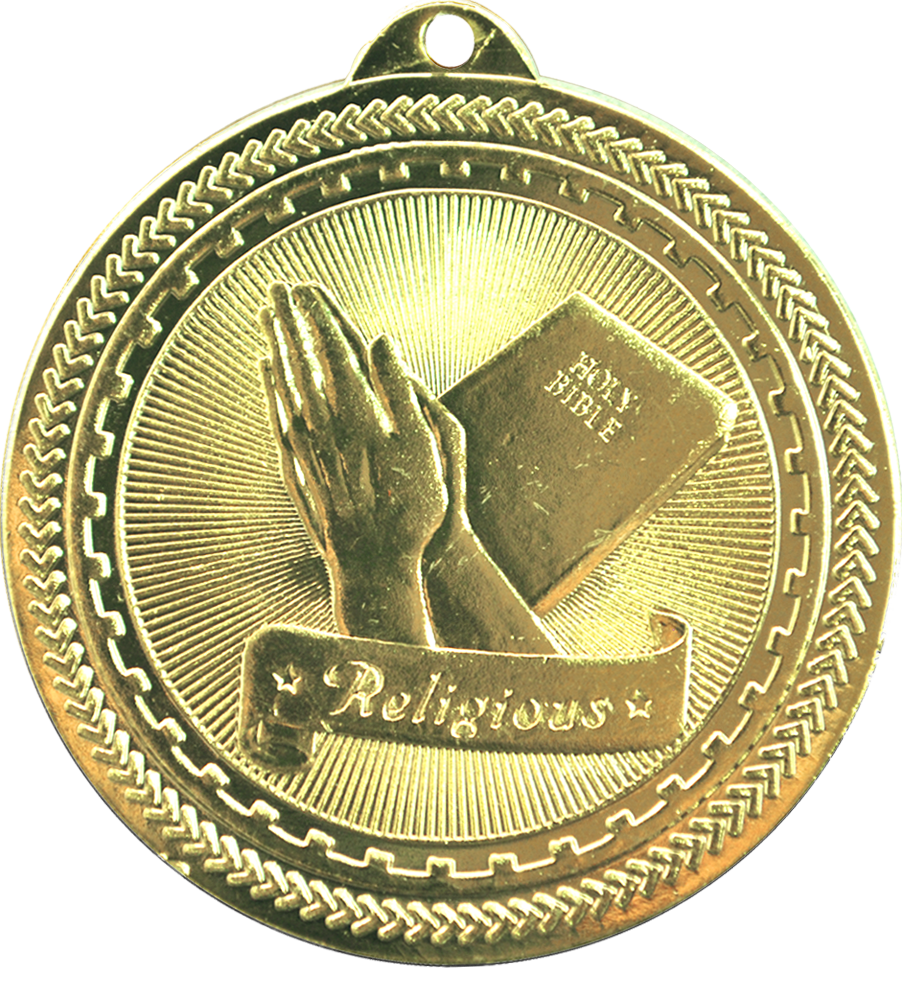 Gold BriteLazer Religion Medal