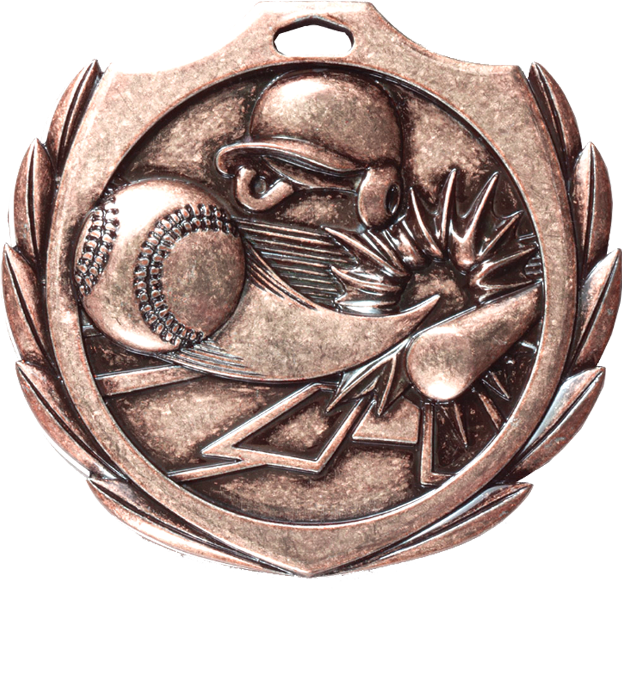 Bronze Burst Wreath Baseball Medal