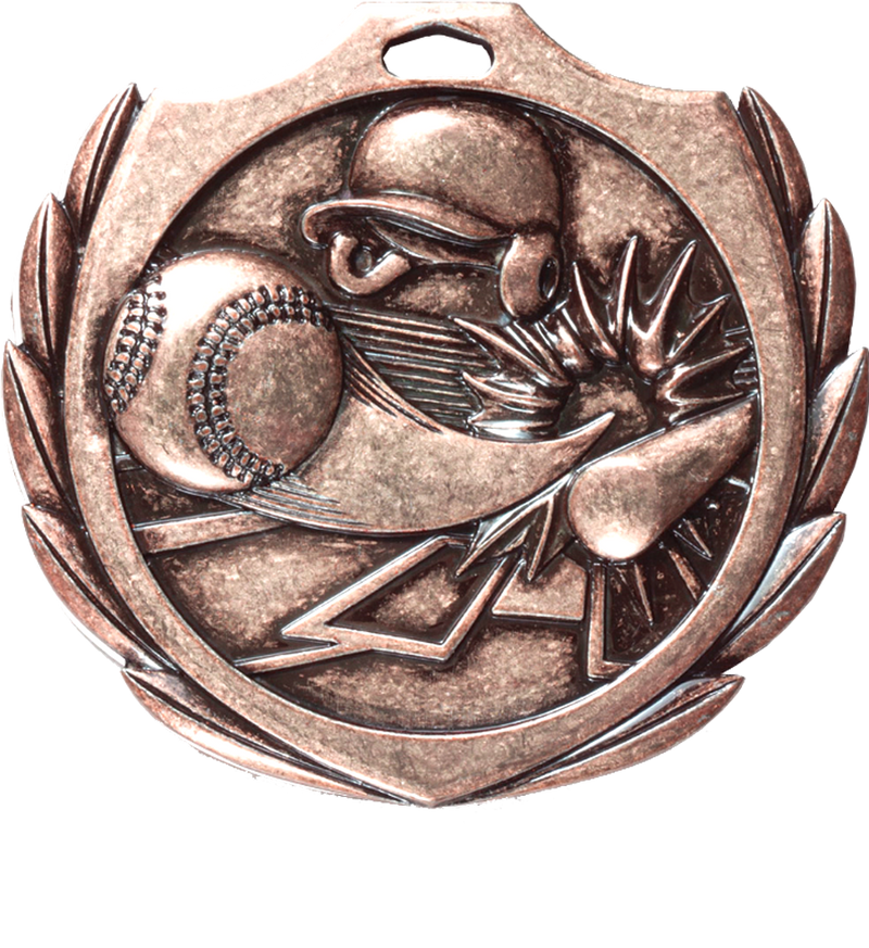 Bronze Burst Wreath Baseball Medal