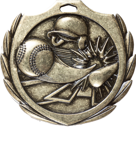 Burst Wreath Baseball Medal
