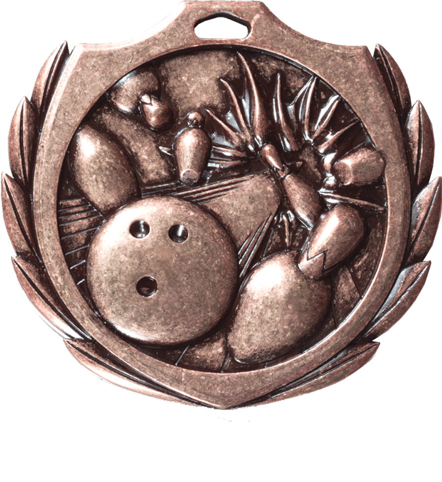 Bronze Burst Wreath Bowling Medal