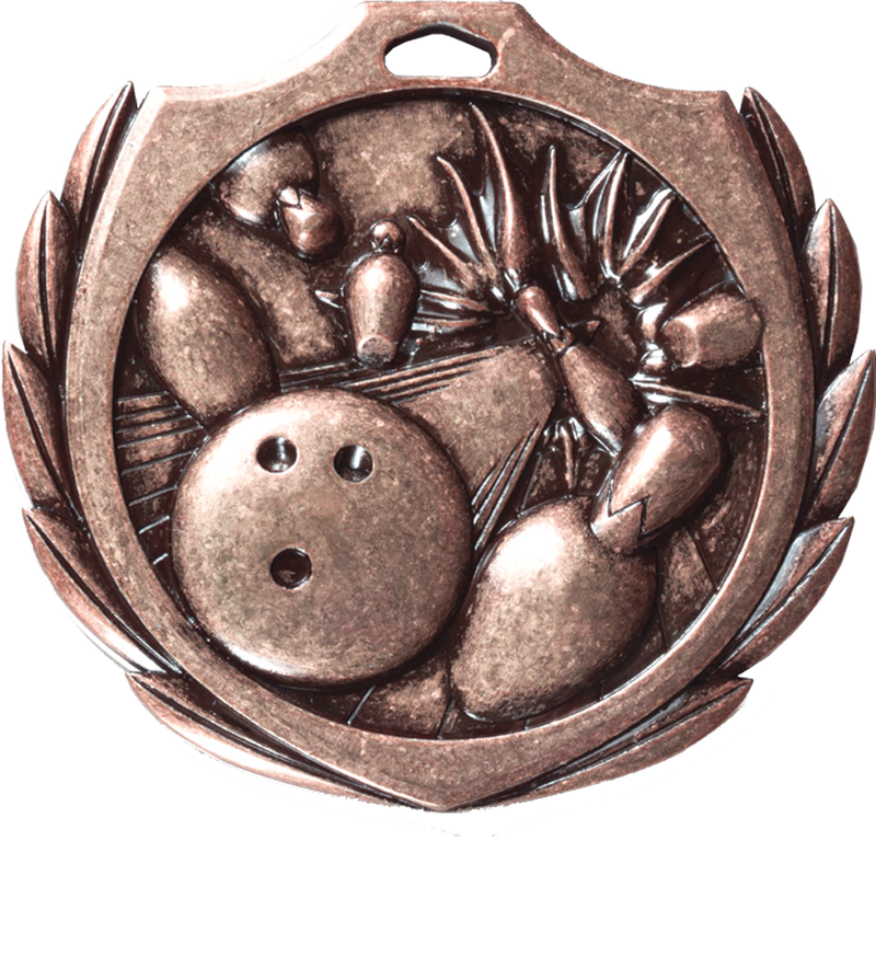 Bronze Burst Wreath Bowling Medal