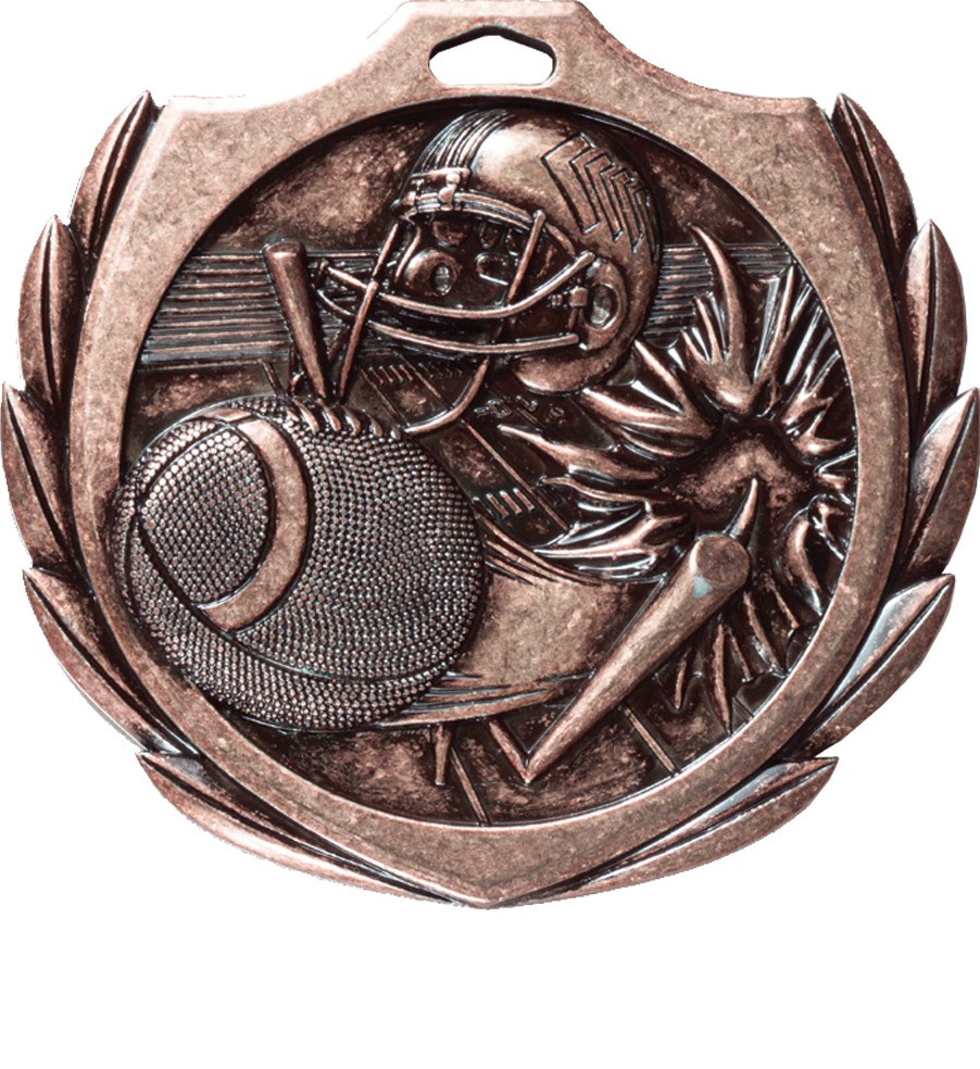 Bronze Burst Wreath Football Medal