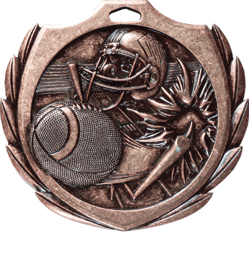 Bronze Burst Wreath Football Medal