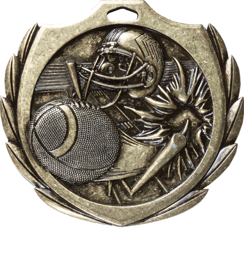 Gold Burst Wreath Football Medal