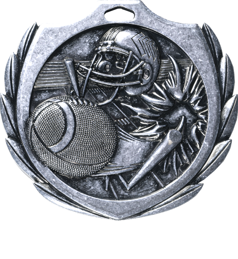 Silver Burst Wreath Football Medal