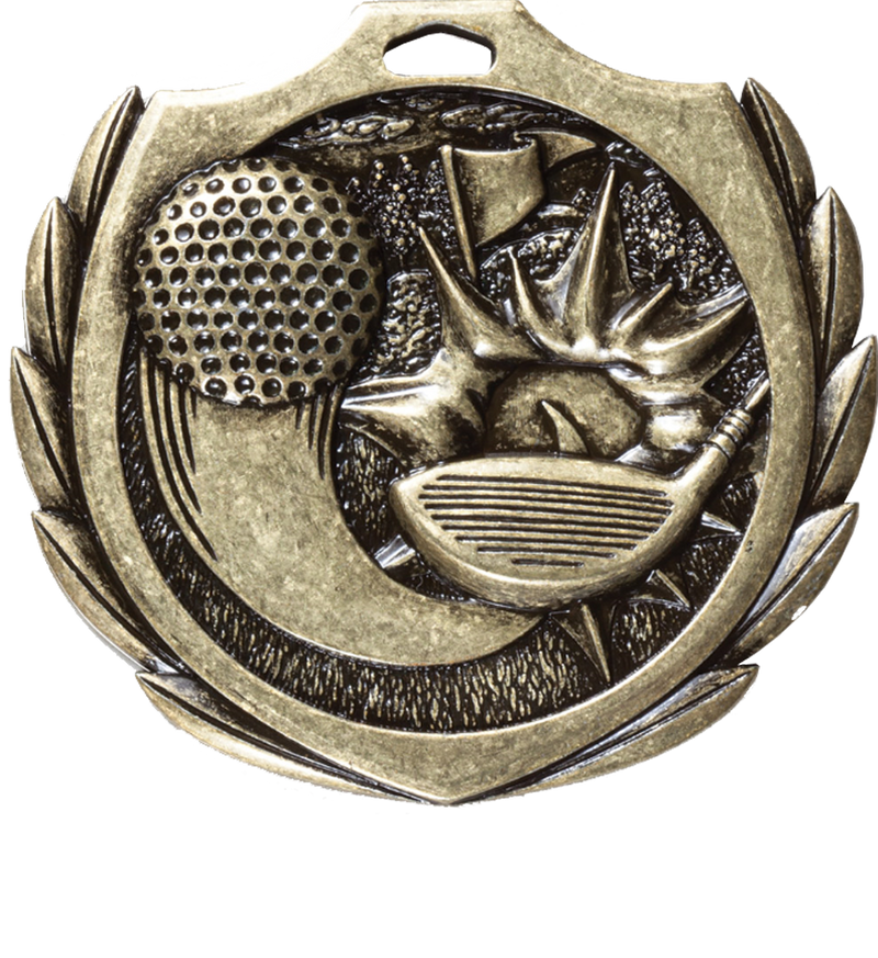 Gold Burst Wreath Golf Medal