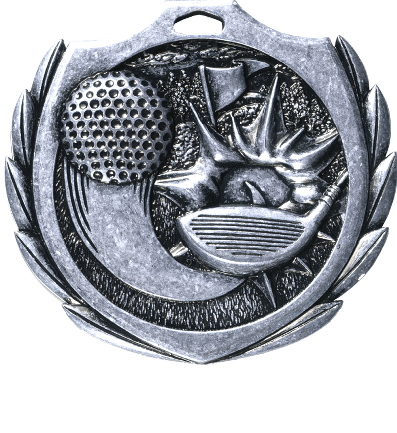 Silver Burst Wreath Golf Medal