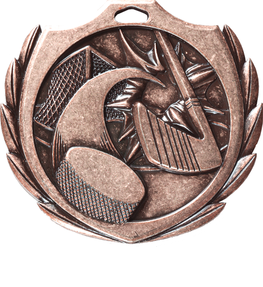 Bronze Burst Wreath Hockey Medal