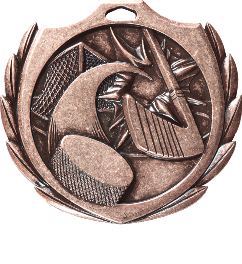 Bronze Burst Wreath Hockey Medal