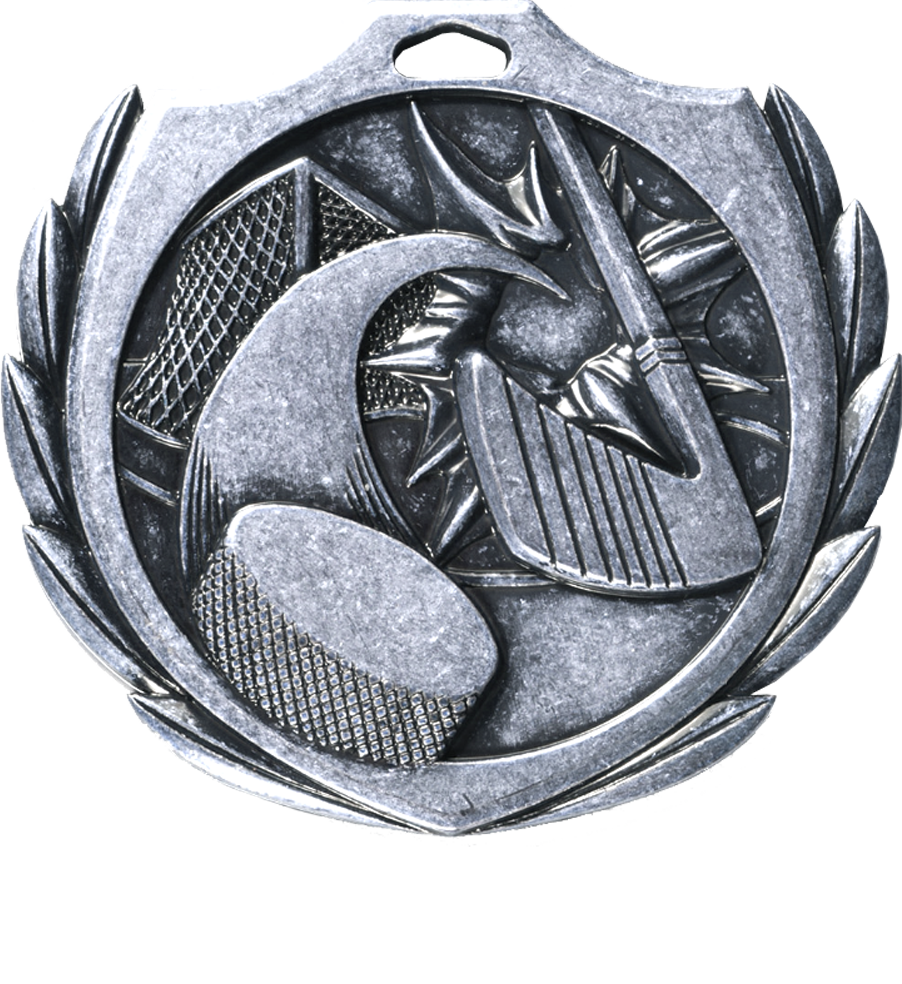 Silver Burst Wreath Hockey Medal