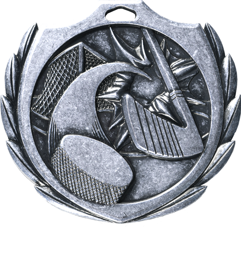 Silver Burst Wreath Hockey Medal