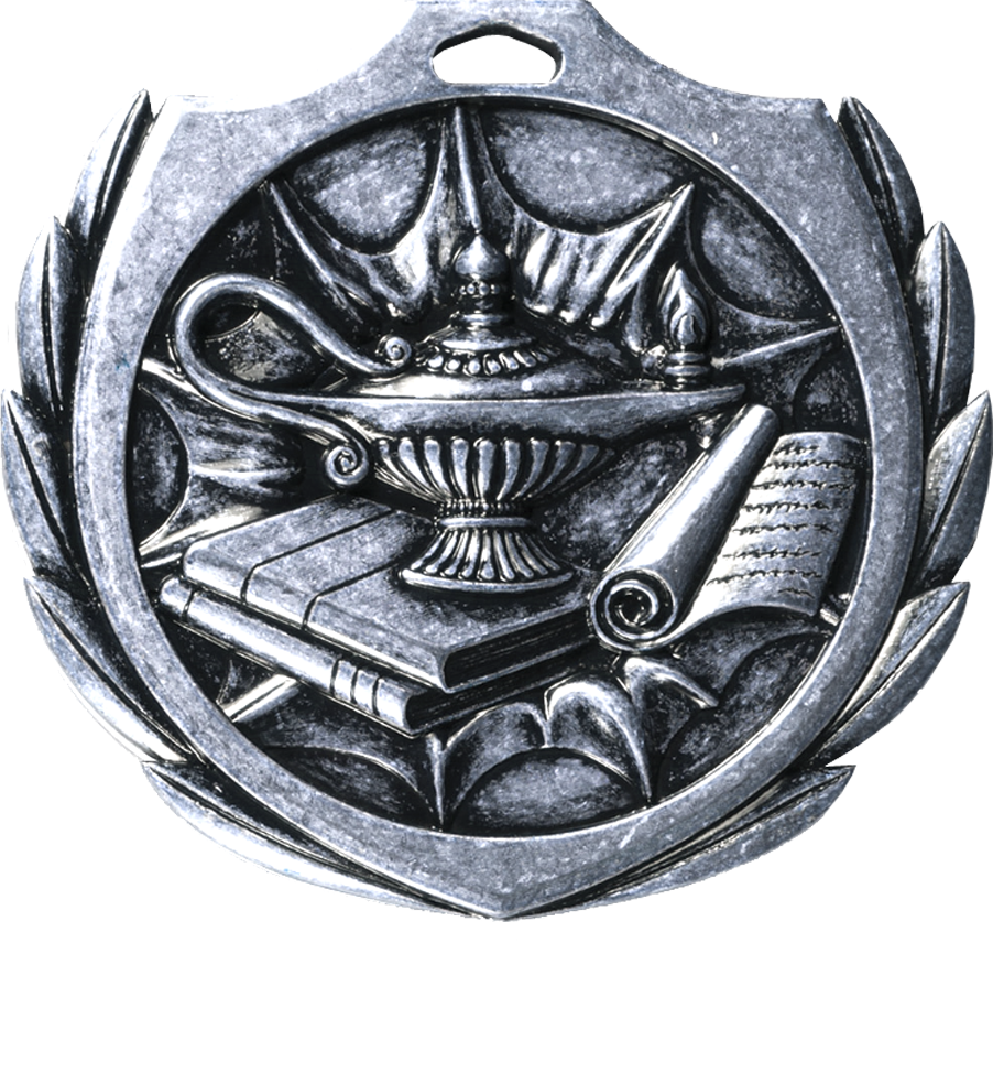 Silver Burst Wreath Academic Medal