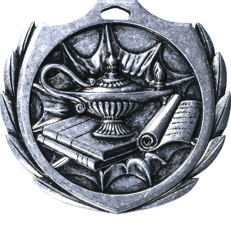 Silver Burst Wreath Academic Medal