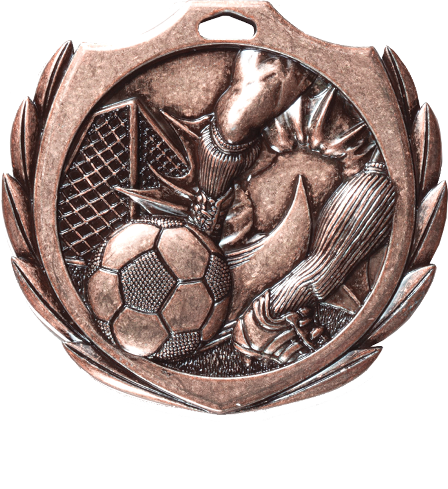 Bronze Burst Wreath Soccer Medal