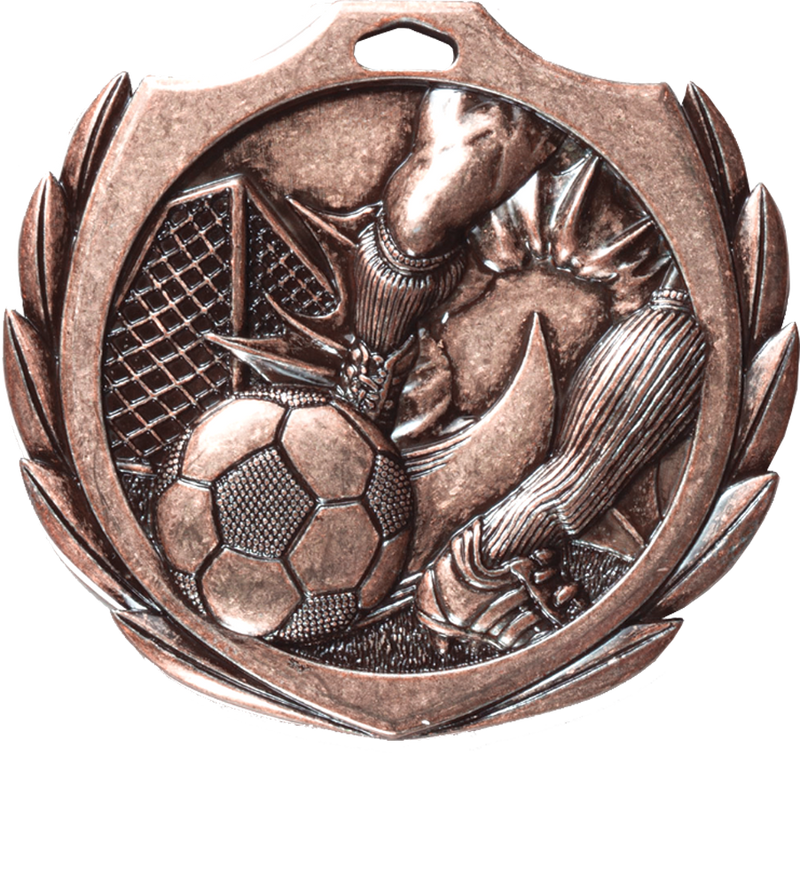 Bronze Burst Wreath Soccer Medal