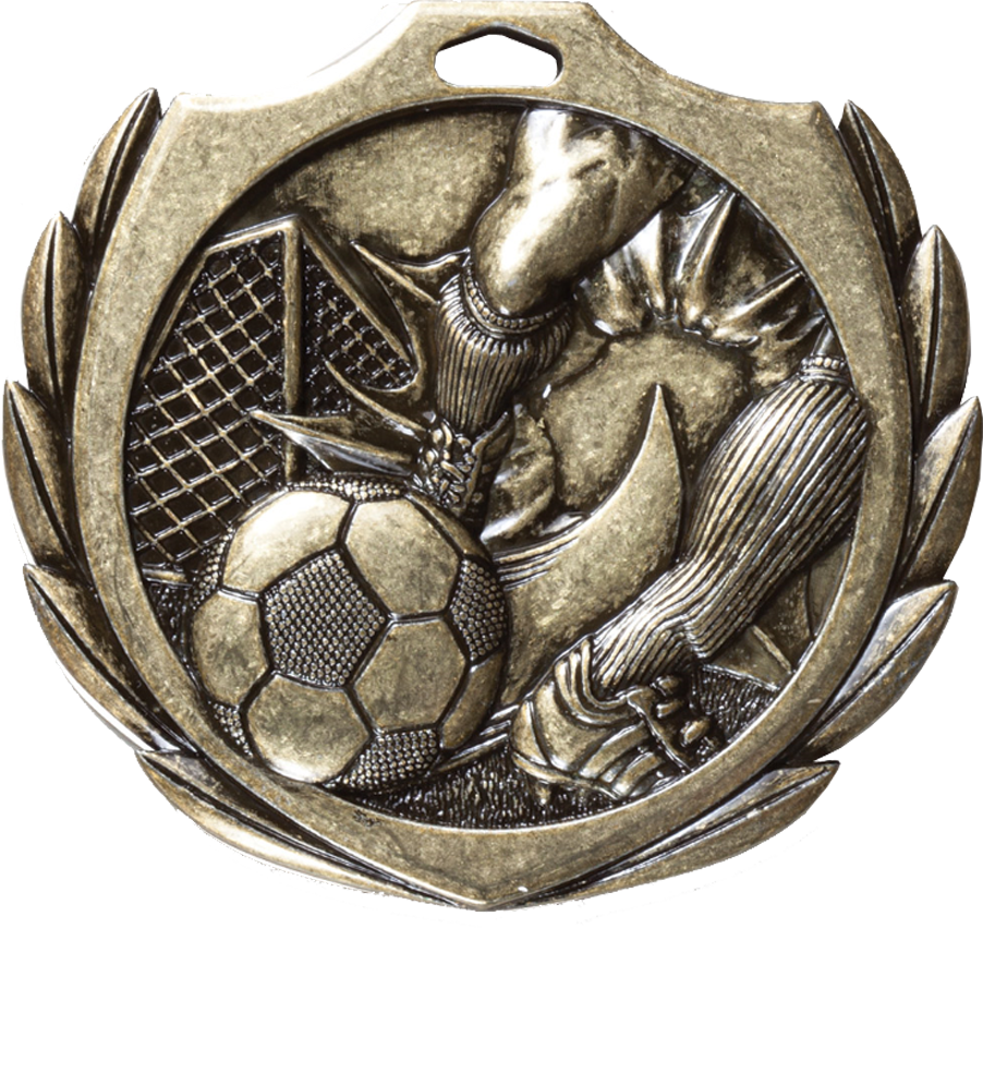 Gold Burst Wreath Soccer Medal