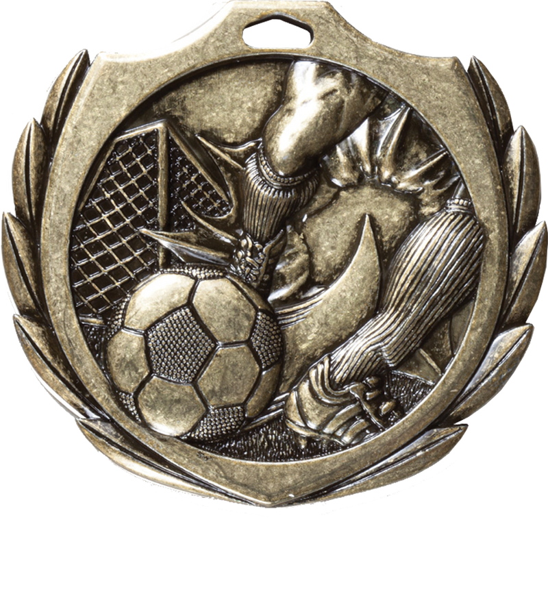 Gold Burst Wreath Soccer Medal