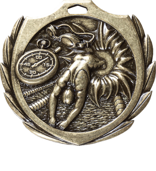 Burst Wreath Swimming Medal