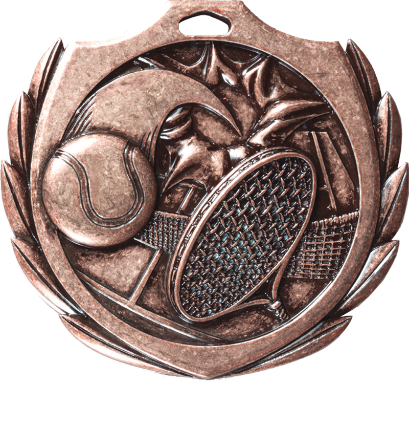 Bronze Burst Wreath Tennis Medal