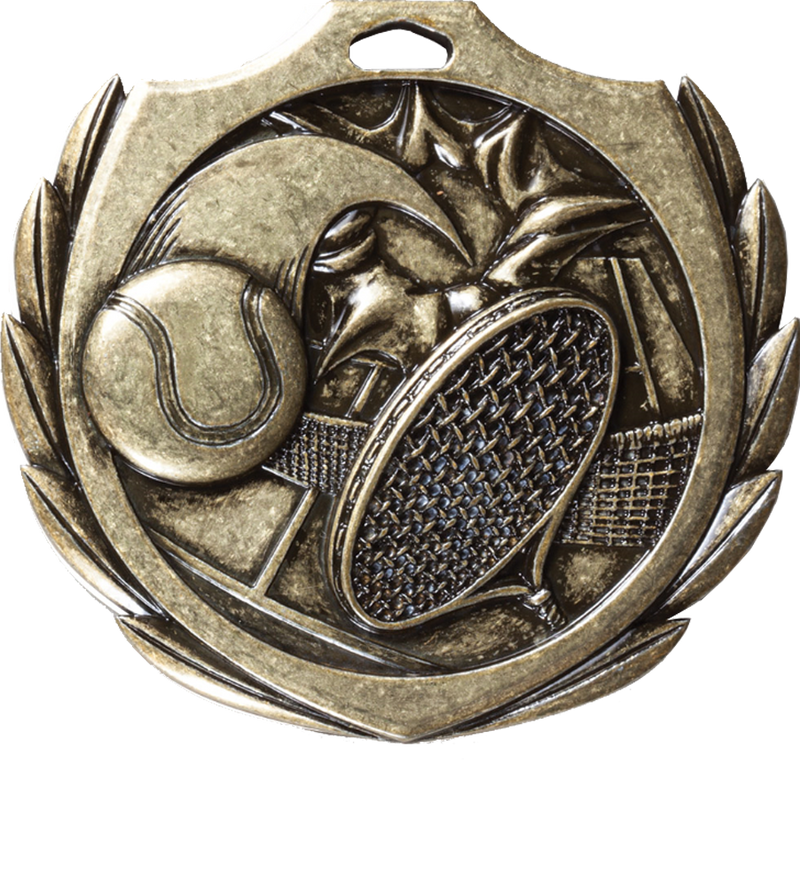 Gold Burst Wreath Tennis Medal