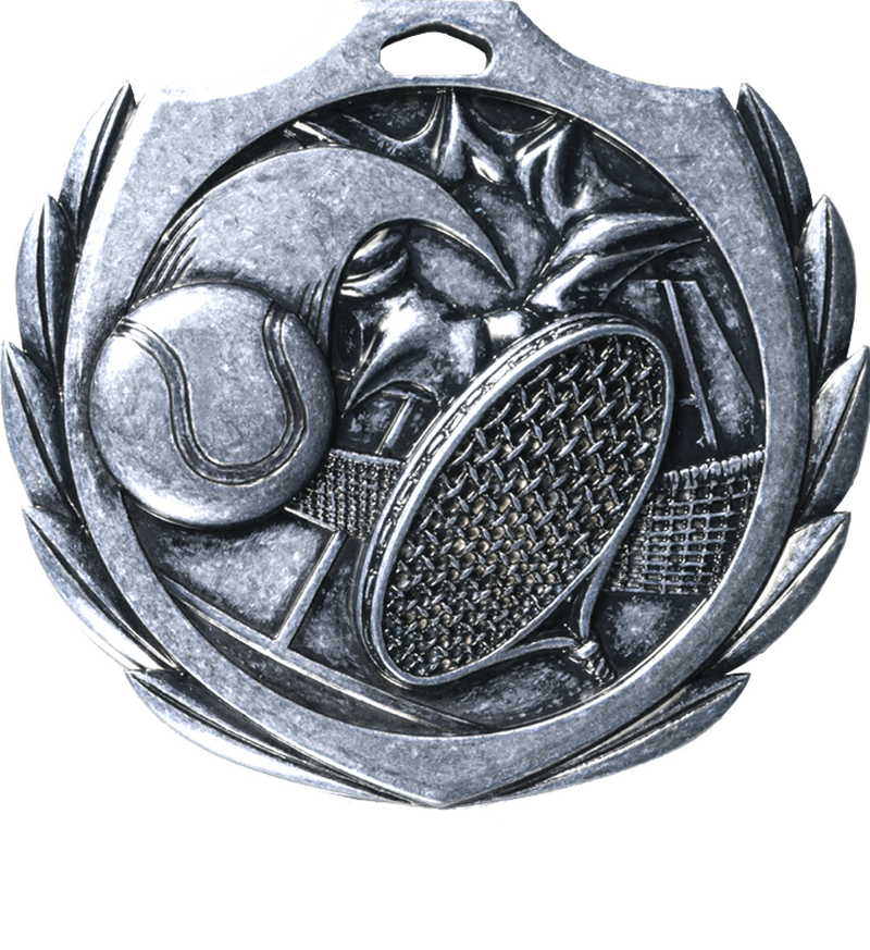 Silver Burst Wreath Tennis Medal