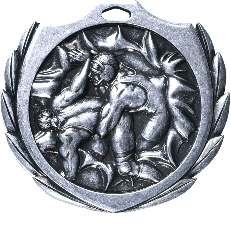 Silver Burst Wreath Wrestling Medal