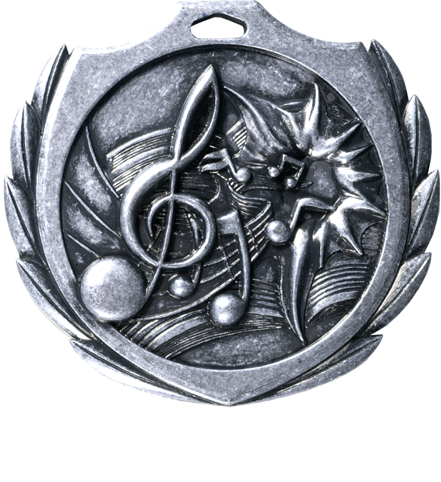 Silver Burst Wreath Music Medal