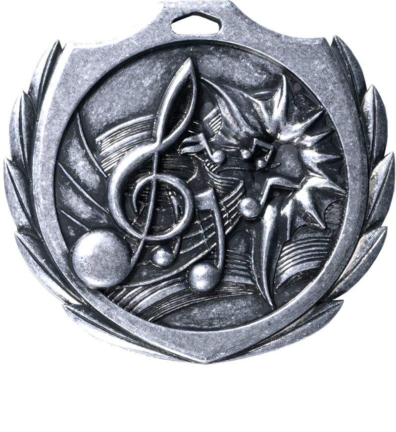 Silver Burst Wreath Music Medal