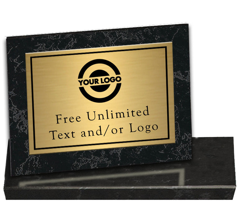 Black Marble Billboard Plaque With Pinewood Derby Topper